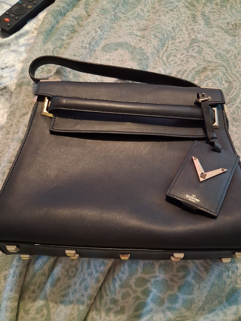 Valentino Garavani Black Leather Shoulder Bag